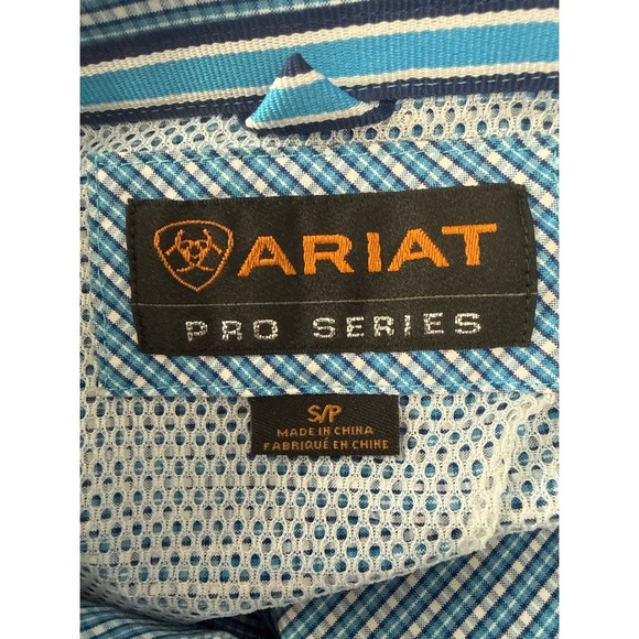 Ariat Pro Series Mens Blue Gingham Long Sleeve Button Down Shirt Small 10013022 - Picture 9 of 12